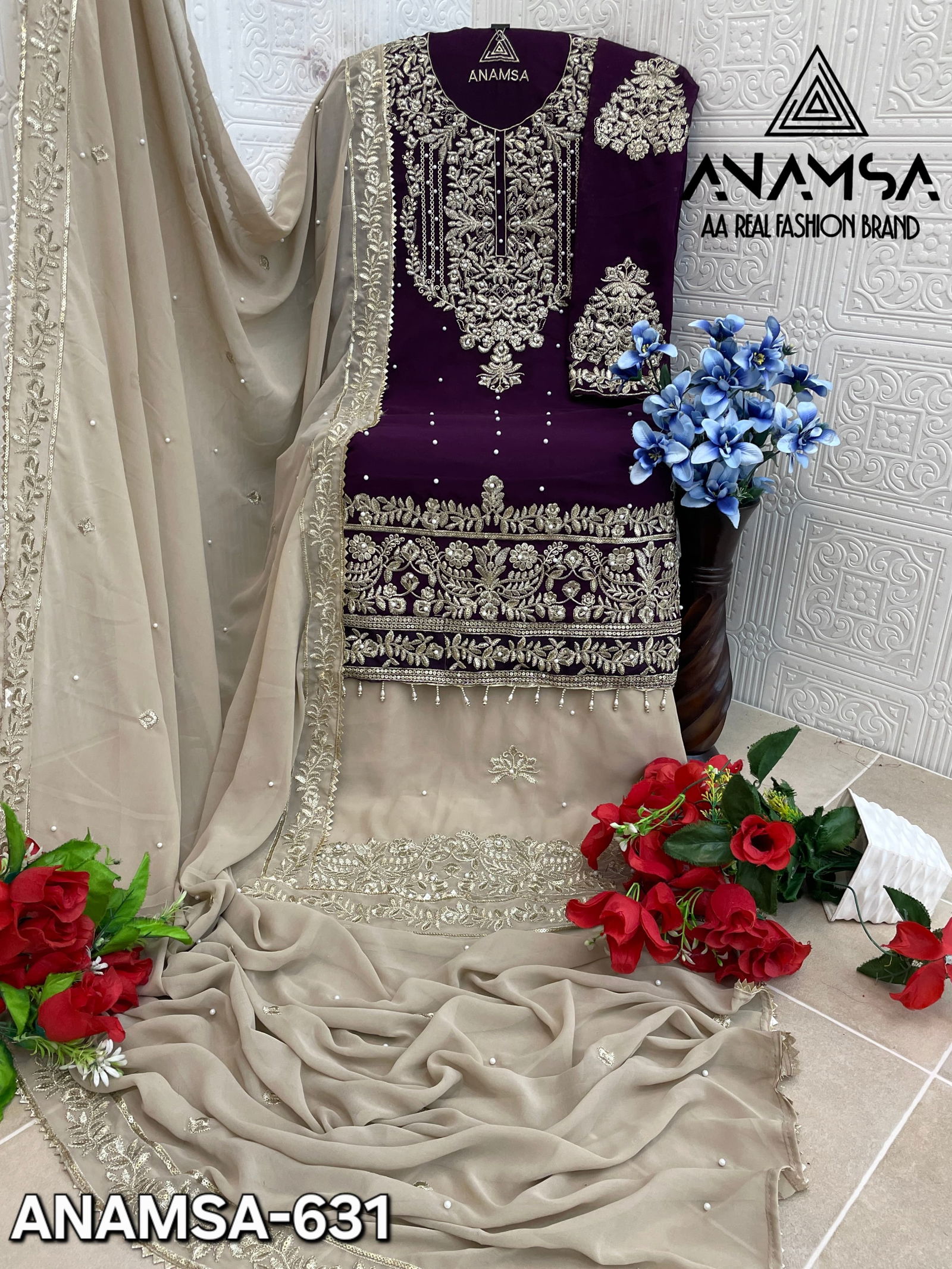 Anamsa 631 Georgette Embroidery Pakistani Suit Wholesalers Price In Surat